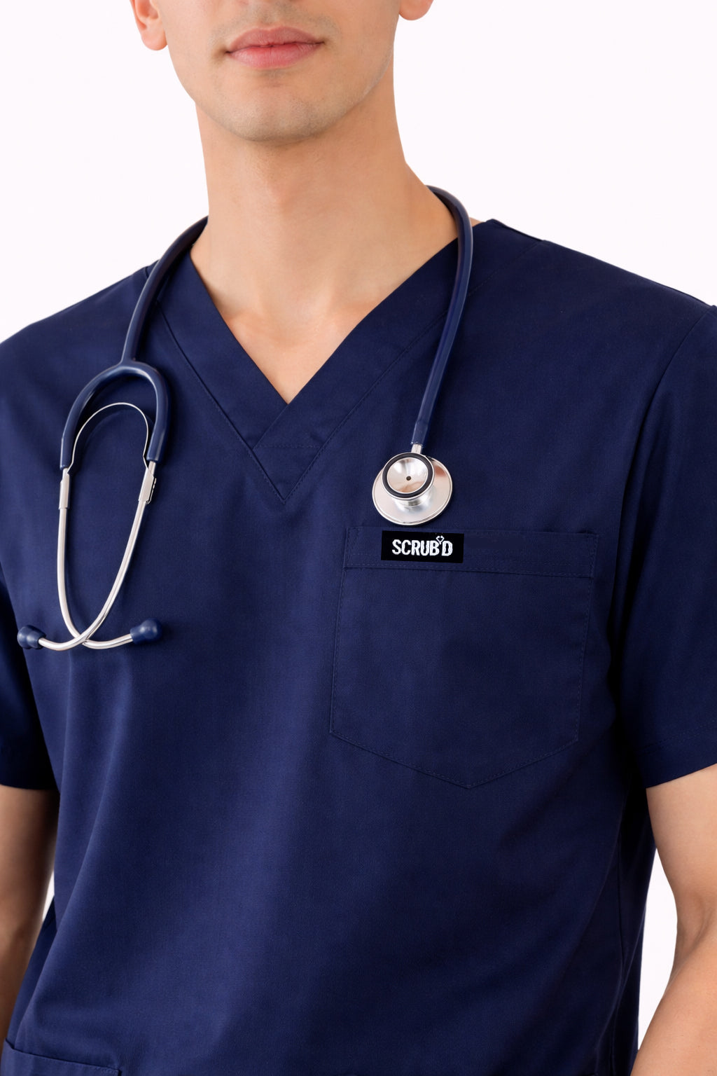 Navy Blue 5-Pocket Medical Scrub Set
