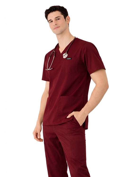 Wine Red 5-Pocket Scrub Set