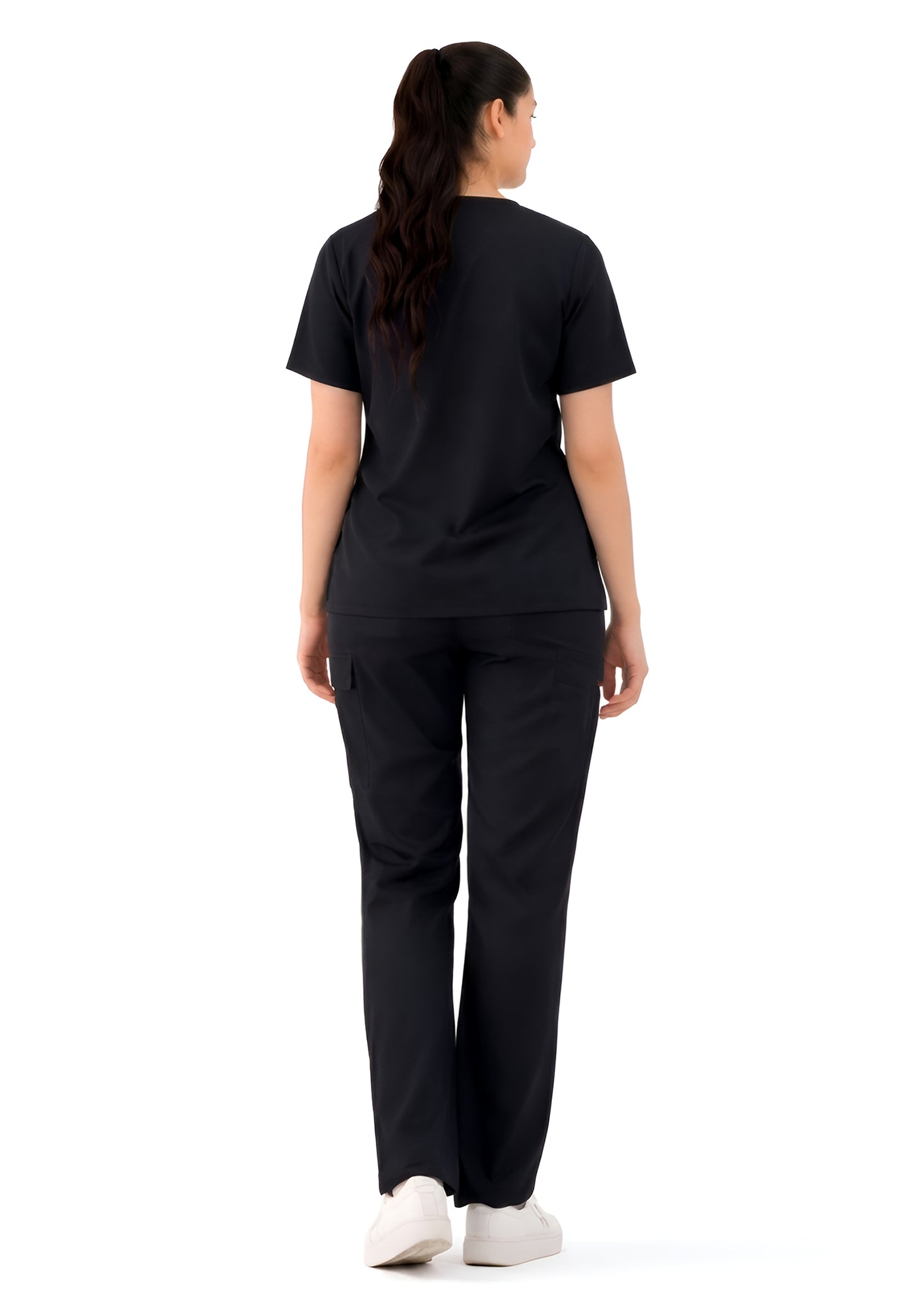 Women Classic Black 5-Pocket Scrub