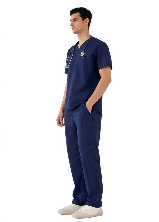 Navy Blue 5-Pocket Medical Scrub Set