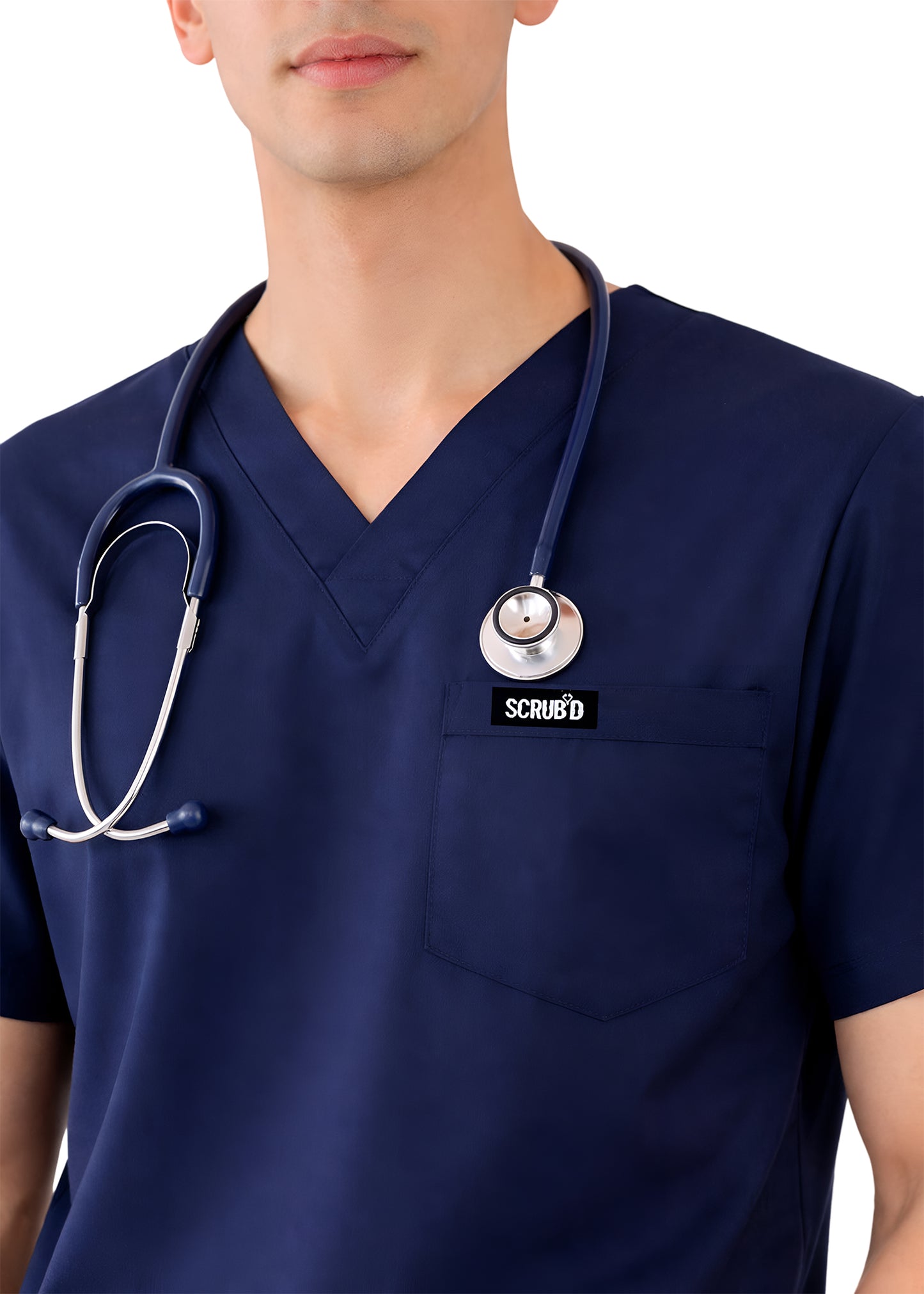 Navy Blue 5-Pocket Medical Scrub Set