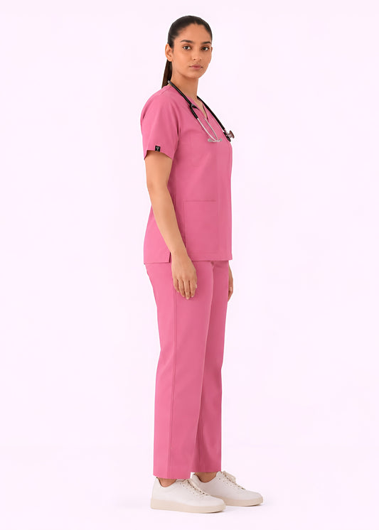 Mauve Pink 5-Pocket Women’s Scrub Set