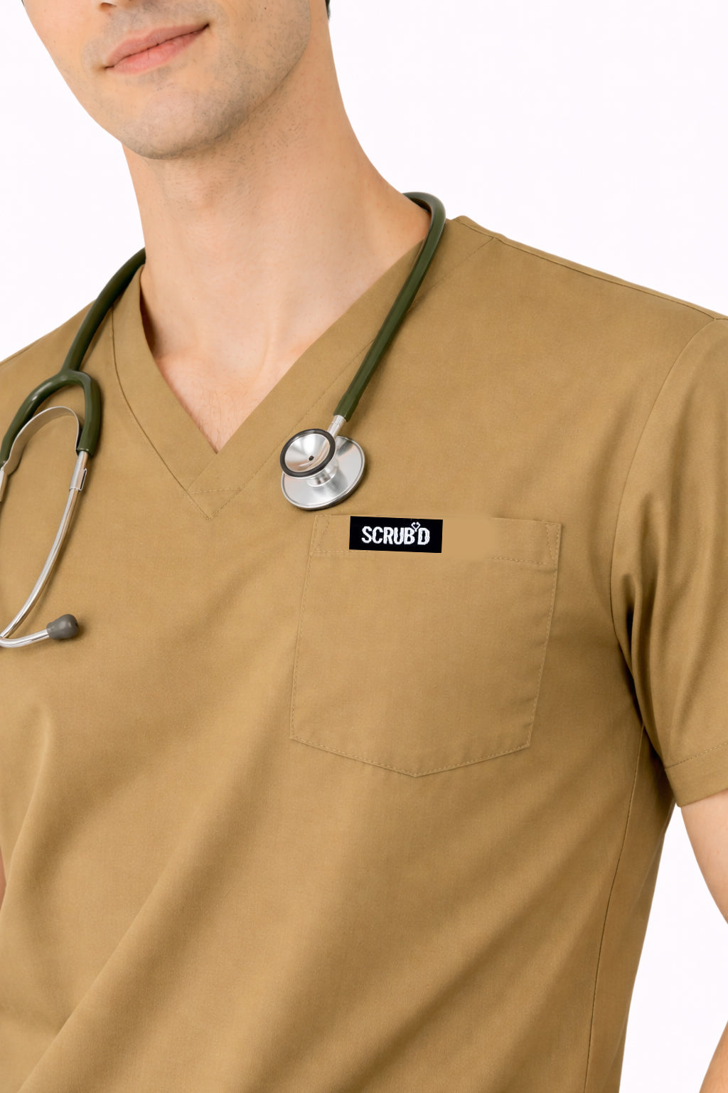 Beige 5-Pocket Scrub Set