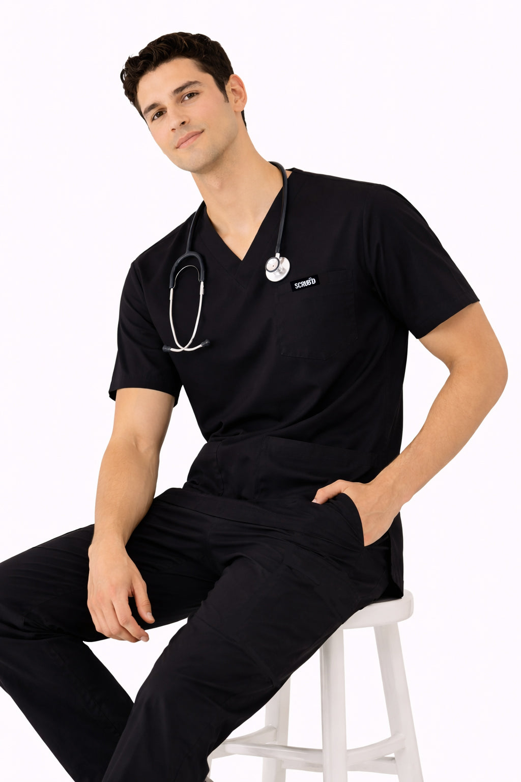 Classic Black 5-Pocket Scrub