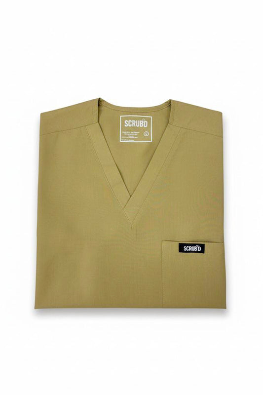 Beige 5-Pocket Scrub Set