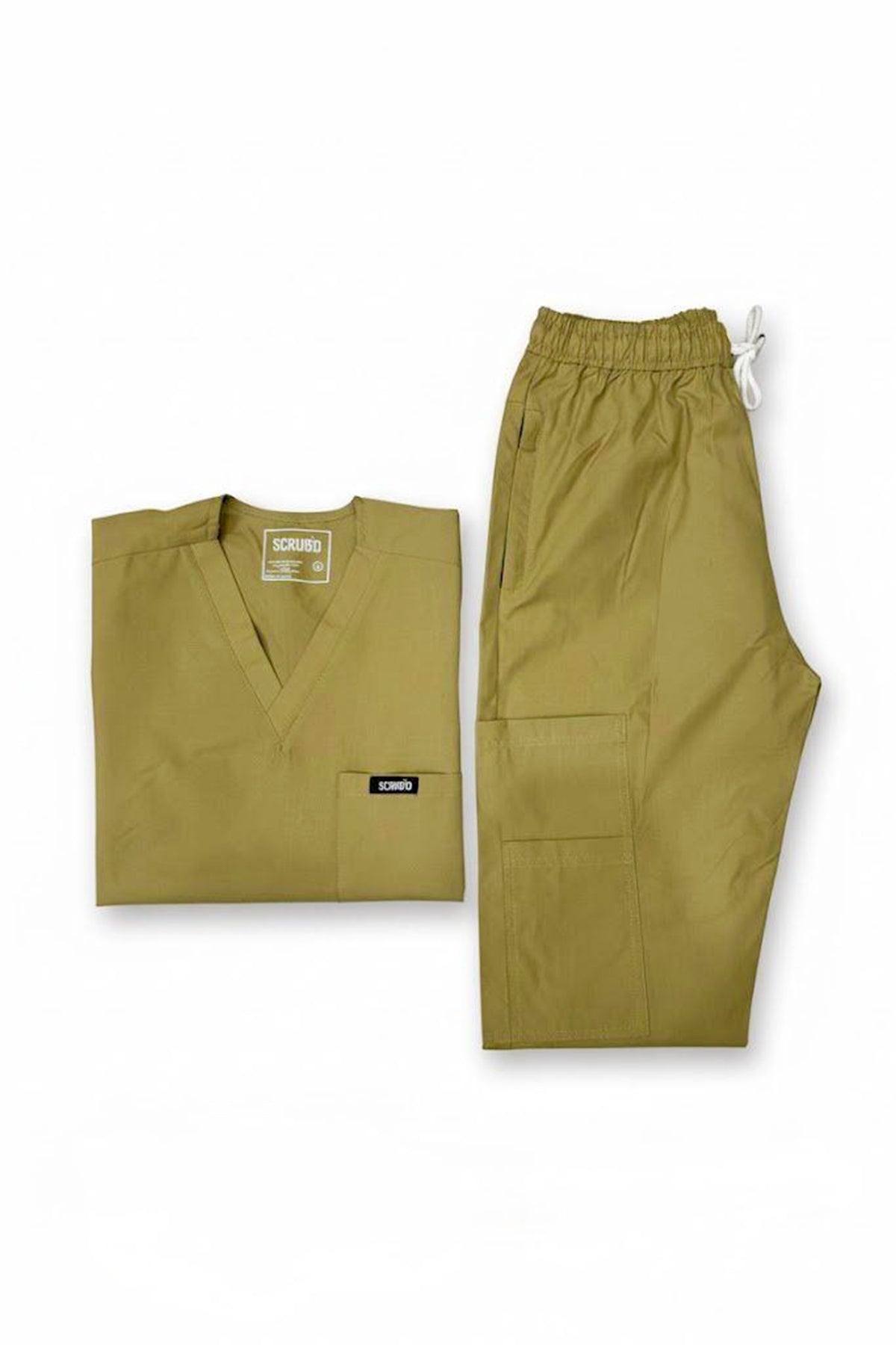 Beige 5-Pocket Scrub Set