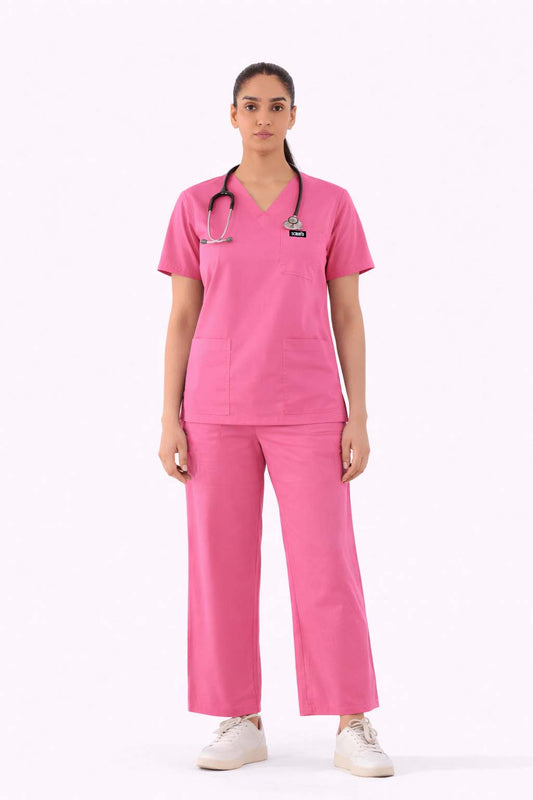 Mauve Pink 5-Pocket Women’s Scrub Set