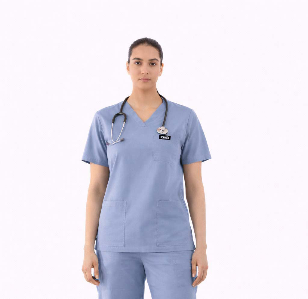 Women Slate Grey 5-Pocket Modern Fit Scrub Set