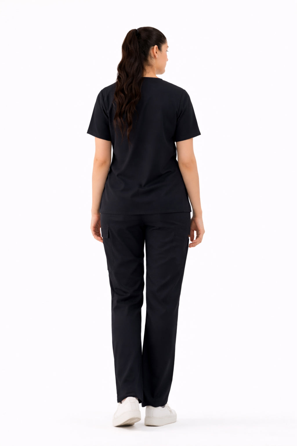 Women Classic Black 5-Pocket Scrub