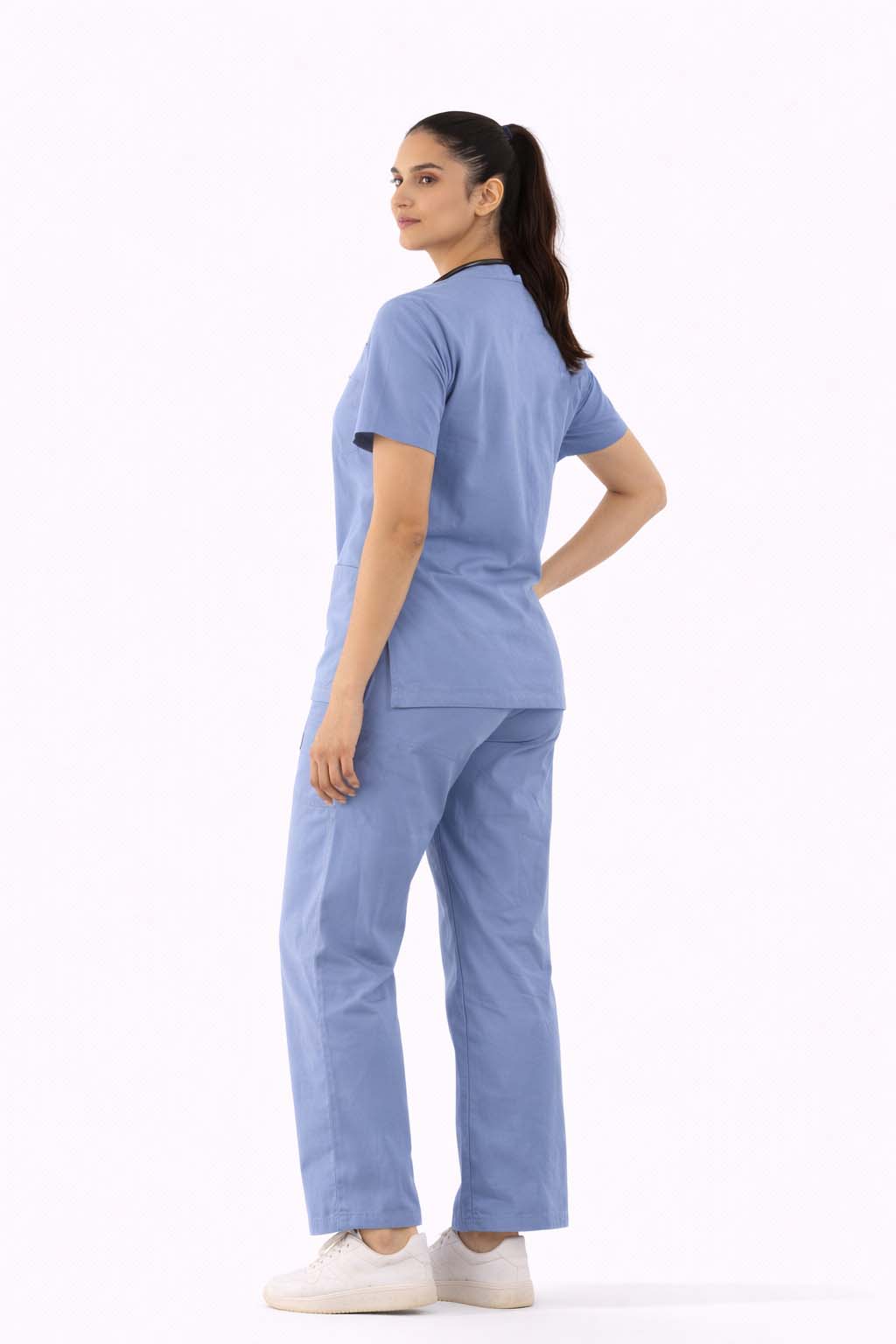 Women Slate Grey 5-Pocket Modern Fit Scrub Set