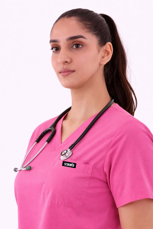 Mauve Pink 5-Pocket Women’s Scrub Set