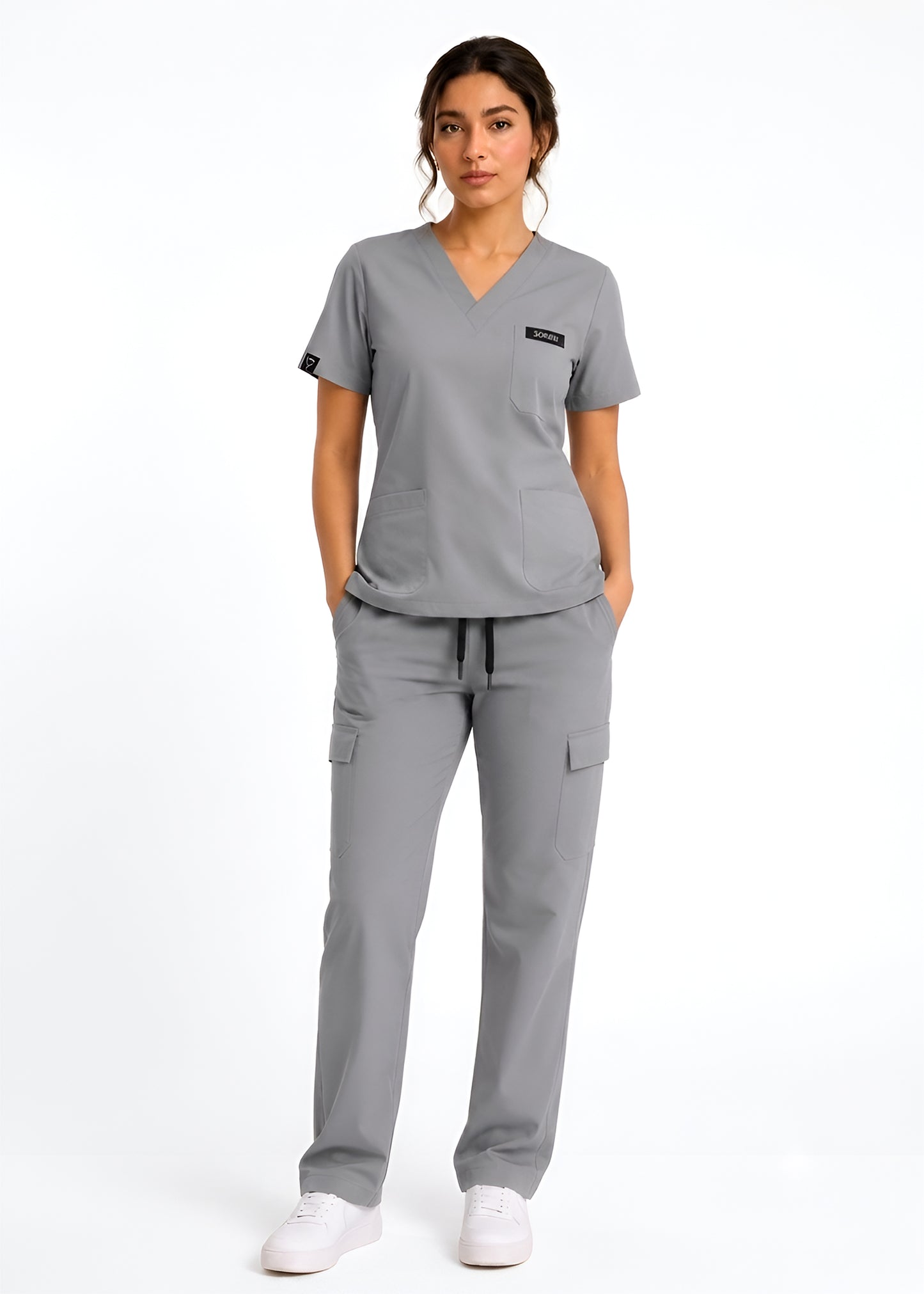 Comfort Flex Women 5 Pocket Grey Scrub Set
