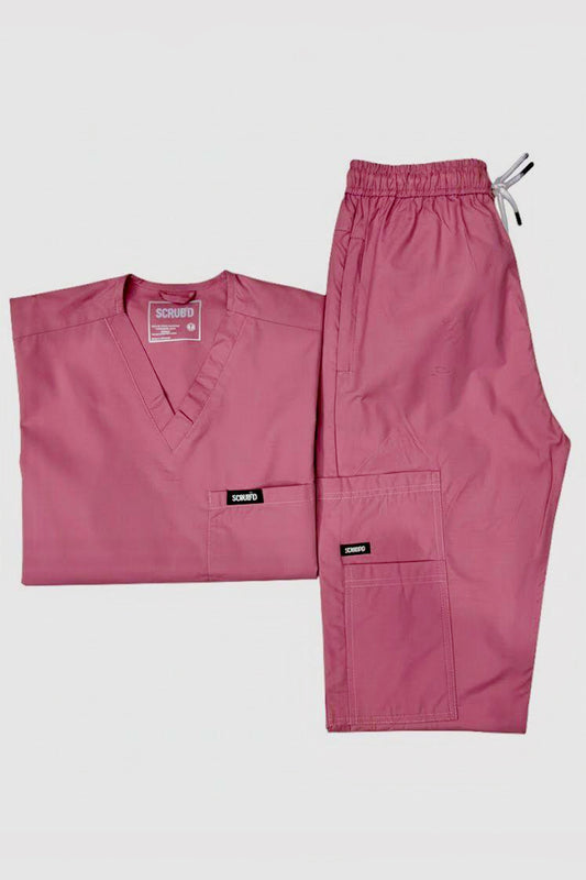 Mauve Pink 5-Pocket Women’s Scrub Set