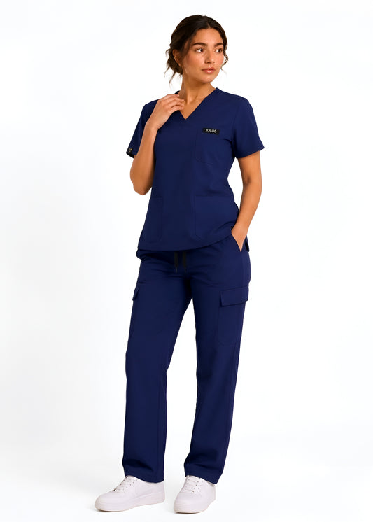 Comfort Flex Women Navy Blue Scrub Set