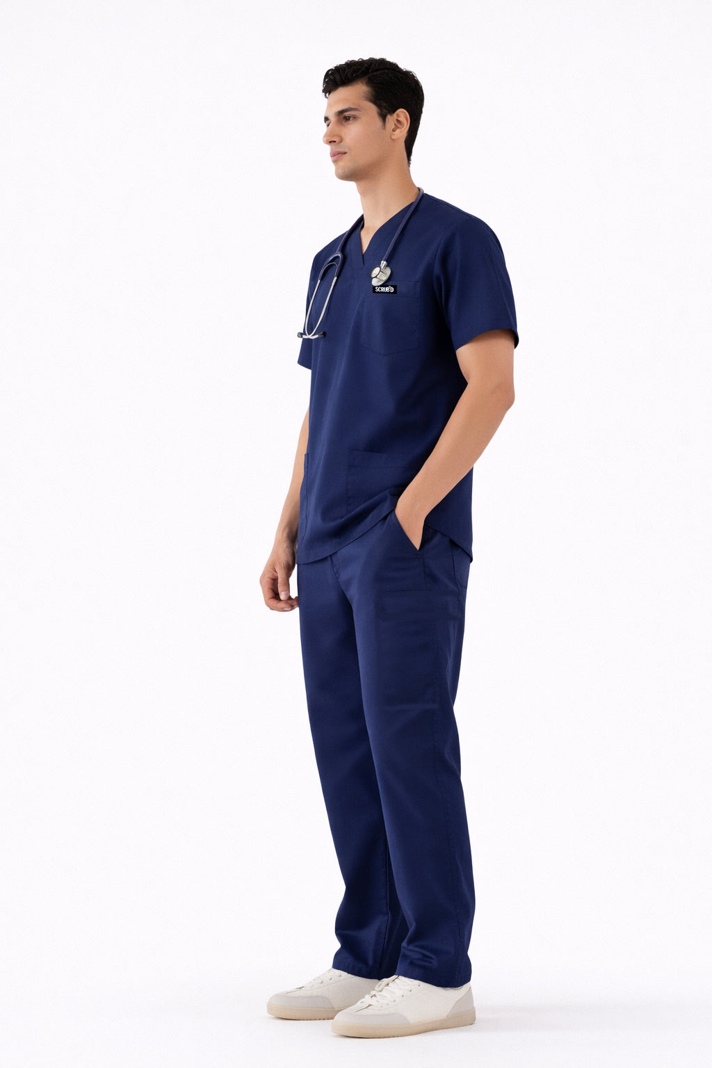 Navy Blue 5-Pocket Medical Scrub Set