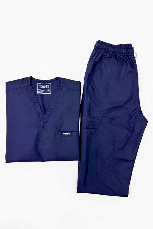 Navy Blue 5-Pocket Medical Scrub Set