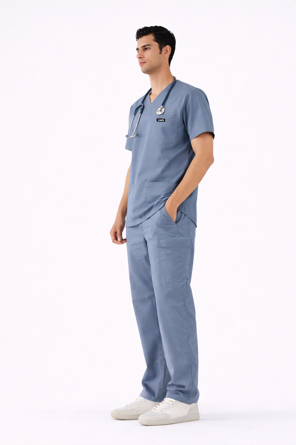 Slate Grey 5-Pocket Modern Fit Scrub Set