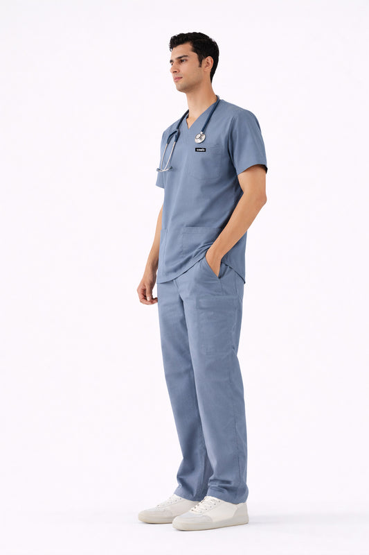 Slate Grey 5-Pocket Modern Fit Scrub Set