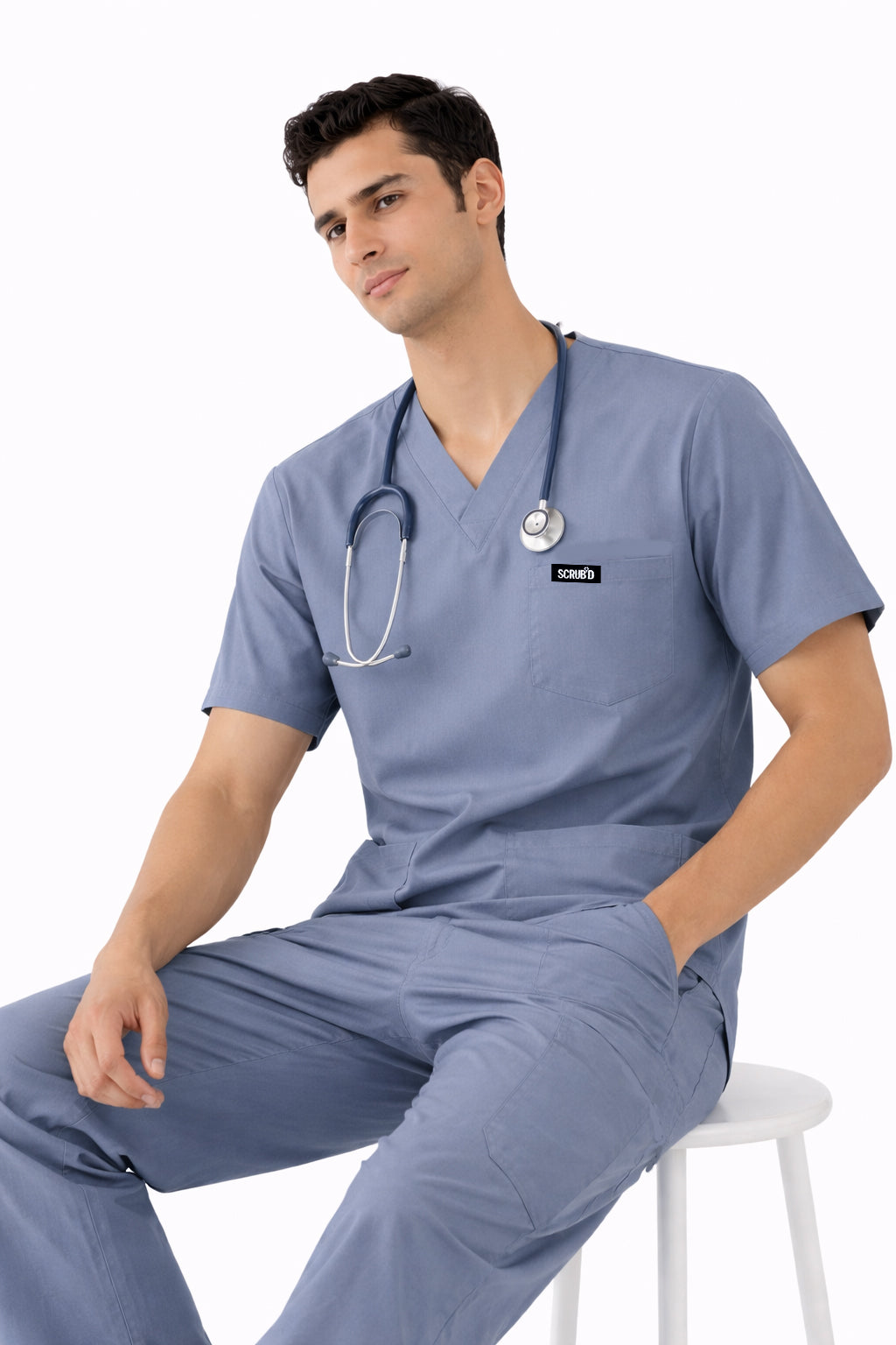 Slate Grey 5-Pocket Modern Fit Scrub Set