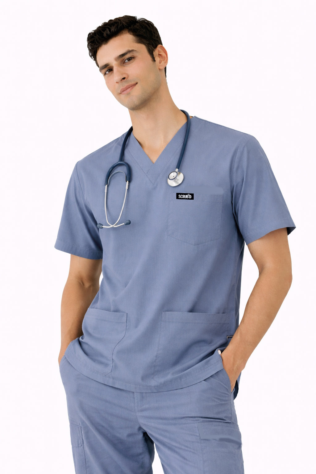 Slate Grey 5-Pocket Modern Fit Scrub Set