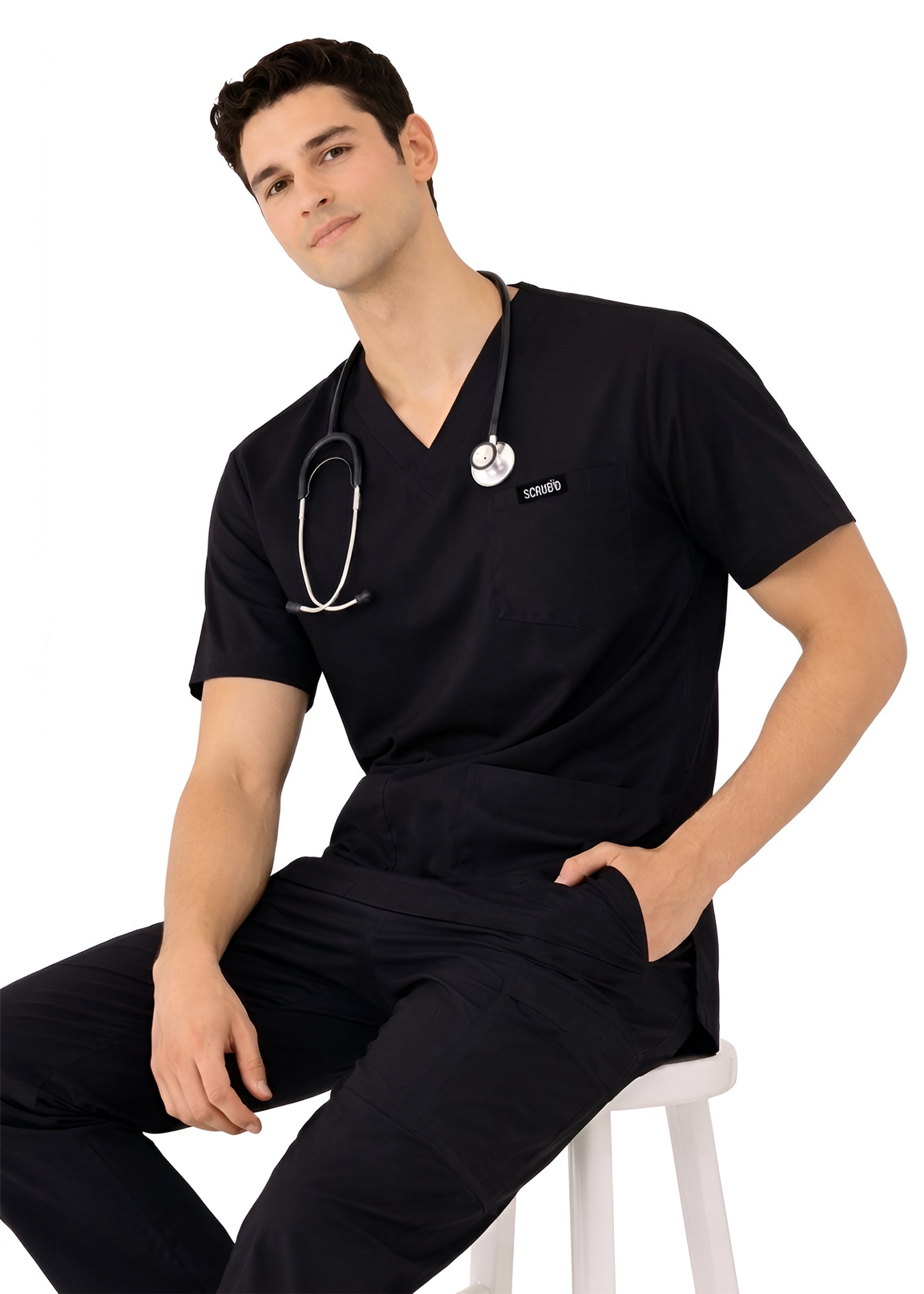 Classic Black 5-Pocket Scrub