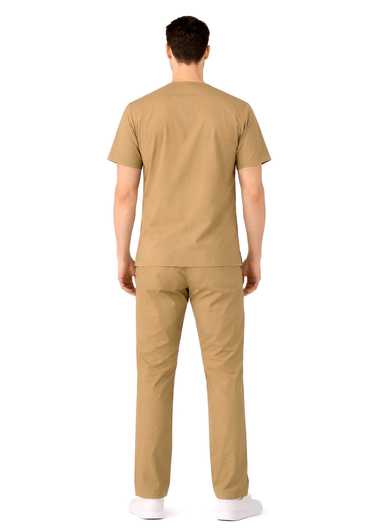 Beige 5-Pocket Scrub Set