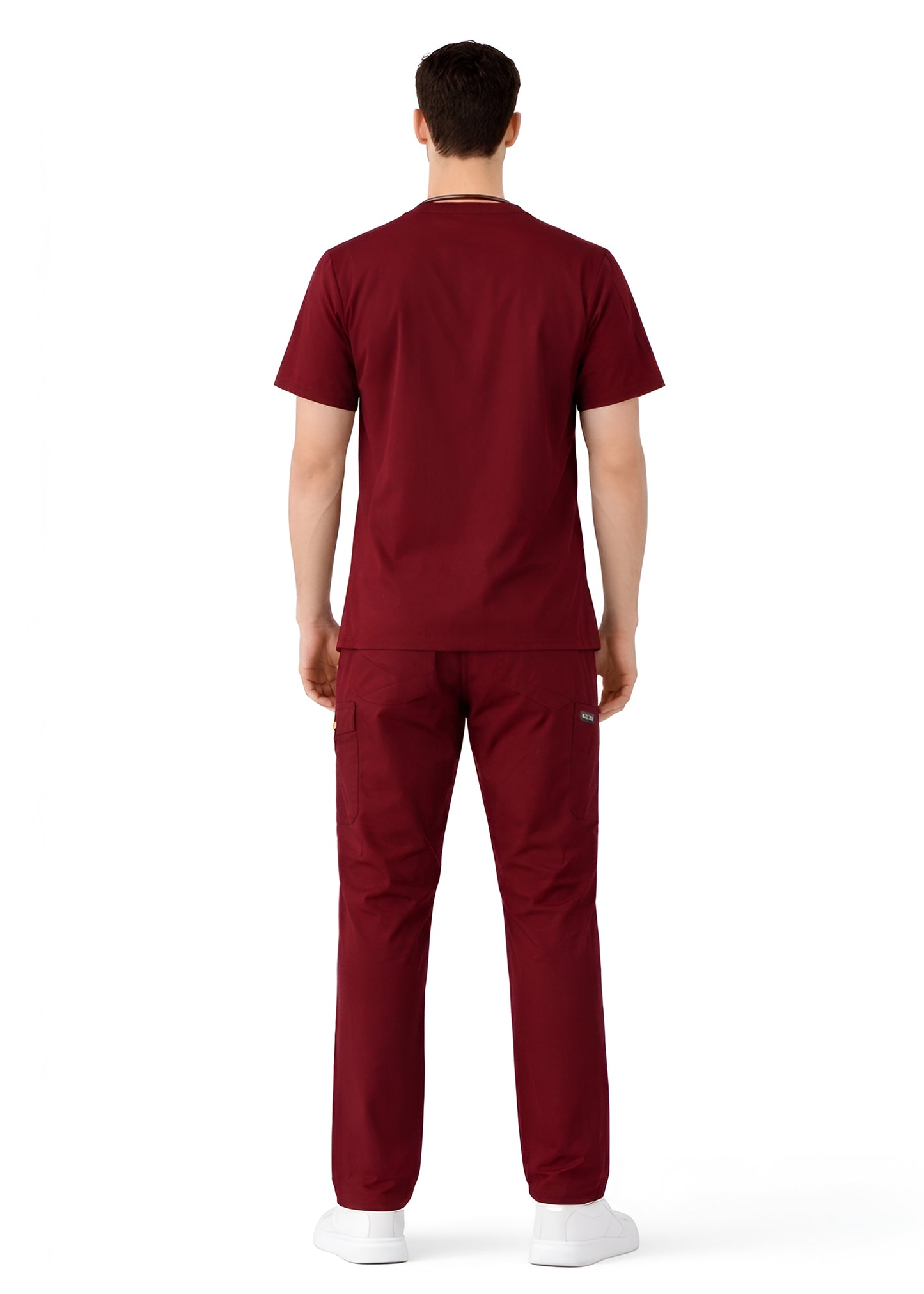 Wine Red 5-Pocket Scrub Set