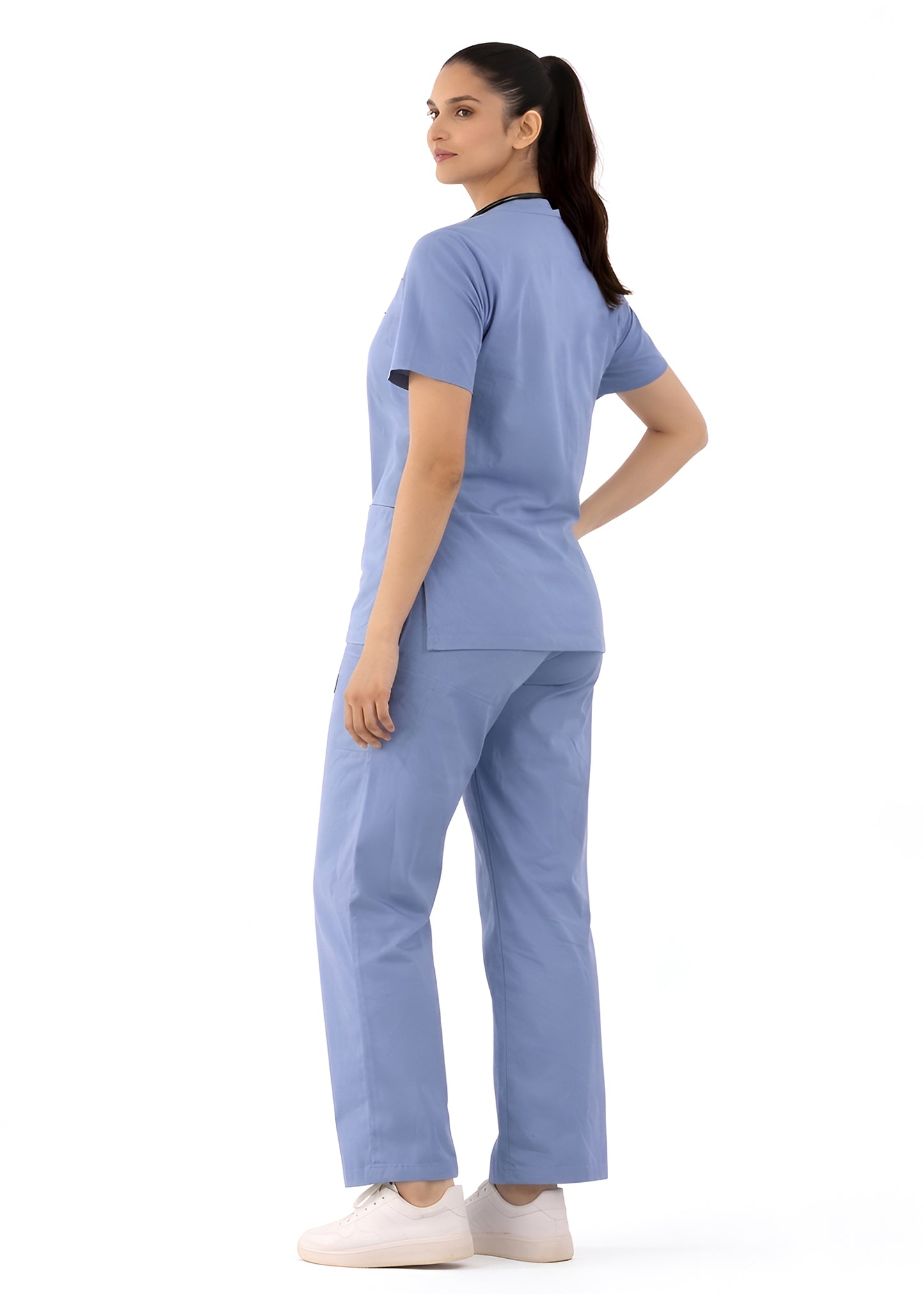 Women Slate Grey 5-Pocket Modern Fit Scrub Set