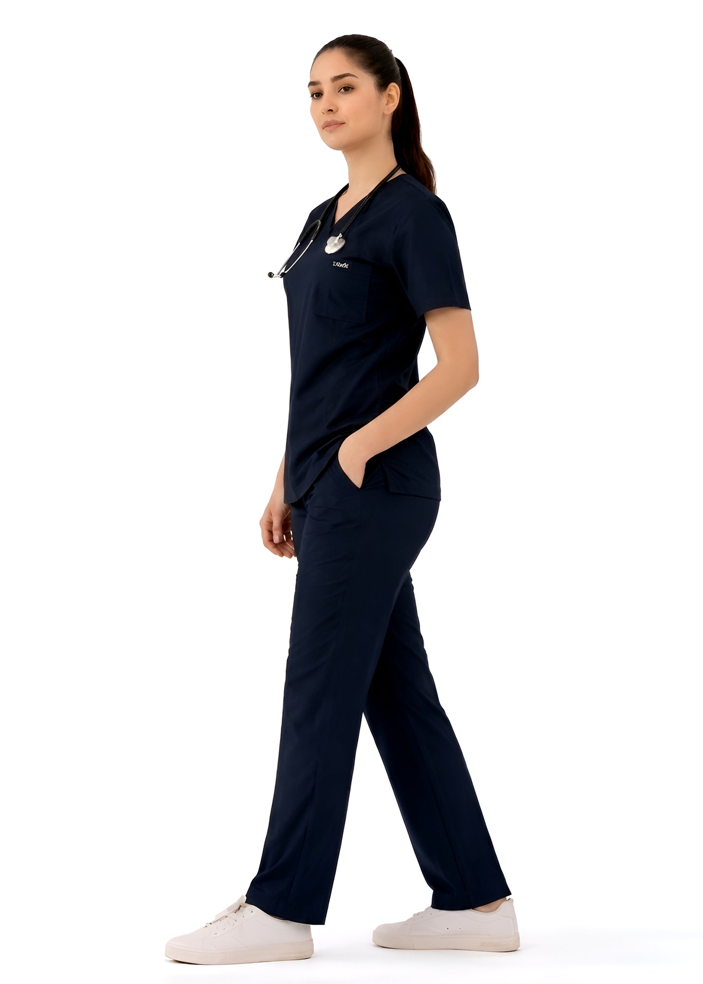 Women Classic Black 5-Pocket Scrub