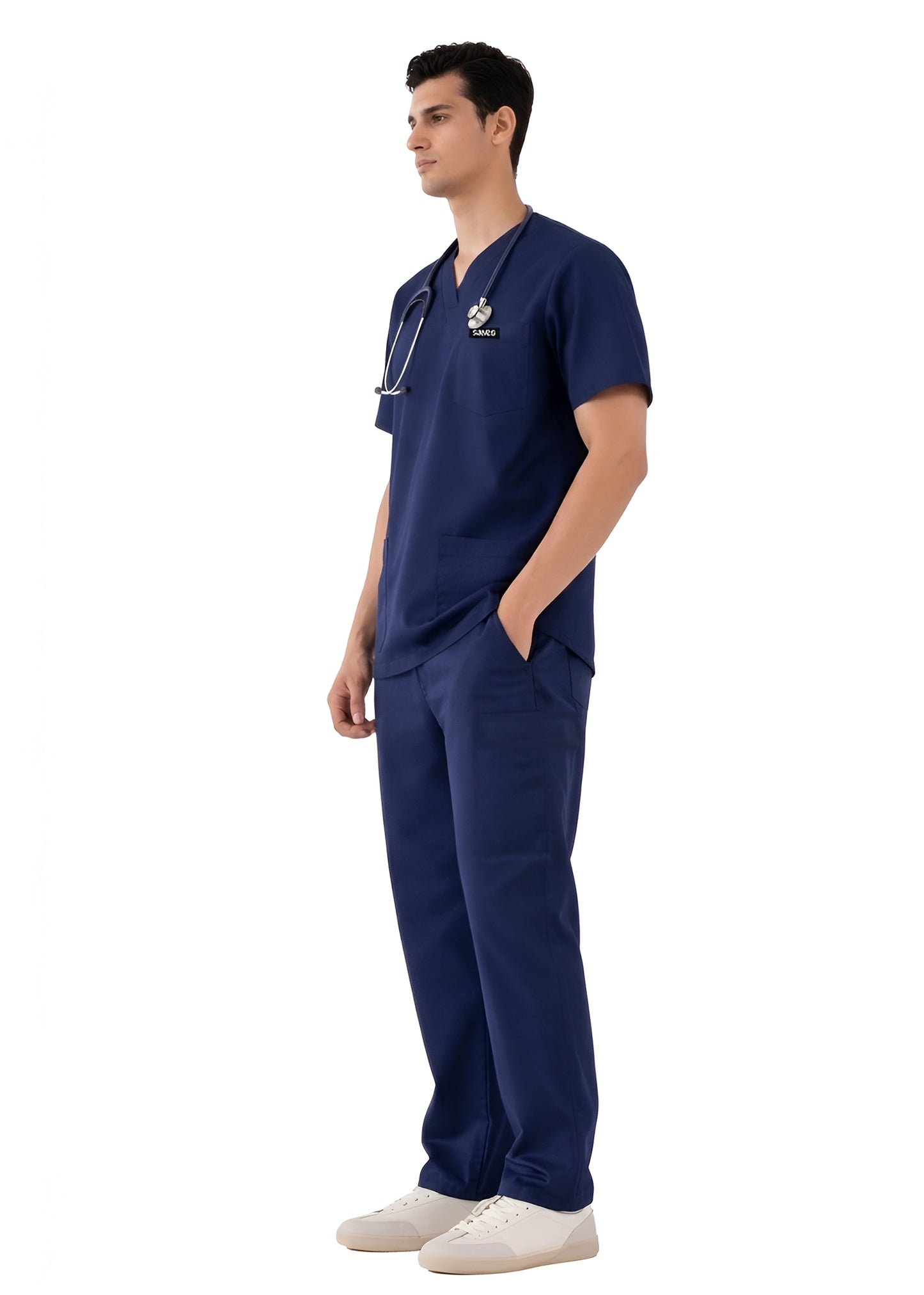 Navy Blue 5-Pocket Medical Scrub Set
