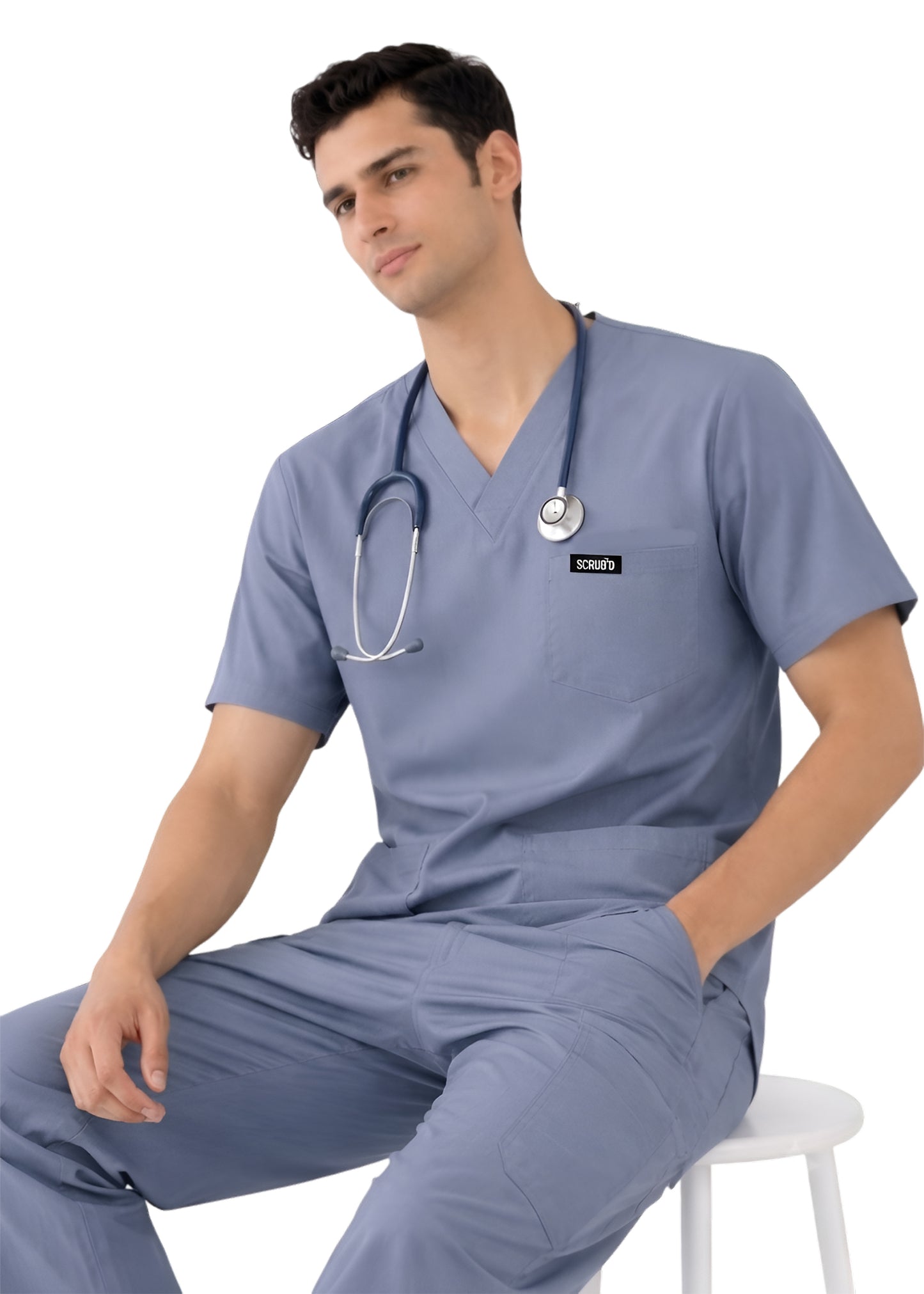 Slate Grey 5-Pocket Modern Fit Scrub Set