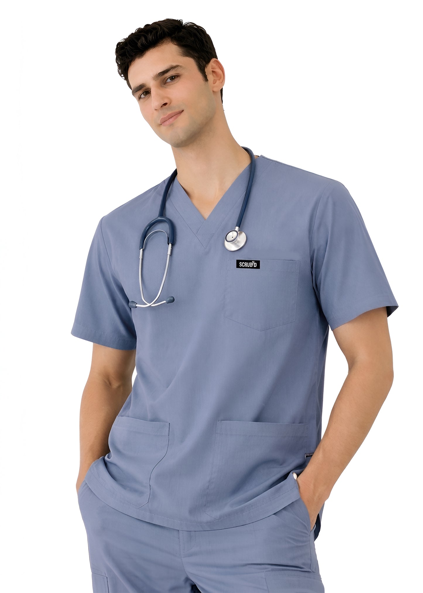 Slate Grey 5-Pocket Modern Fit Scrub Set